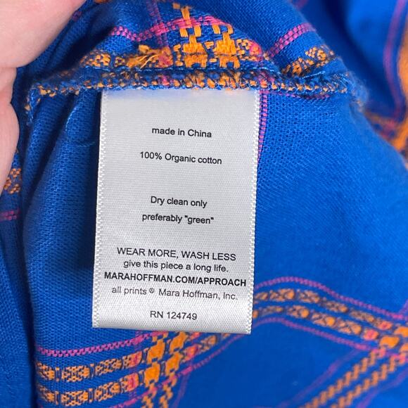 Mara Hoffman Lysa Blue Orange Oversized V neck Maxi dress XS - Picture 8 of 9